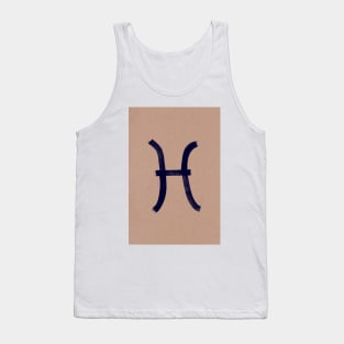 Blue Pisces on tan paper Tank Top